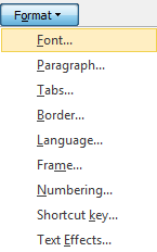 Button: Format > Font... (Word 2010)